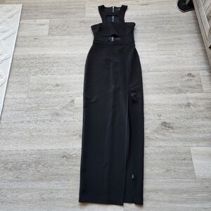 Express Maxi Bodycon Cutout Black Dress Womens 0 Sleeveless Stretch Slit